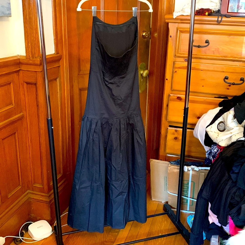 Woman’s maxi strapless black dress size S Ancosti
